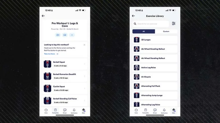 caliber-app-review-2 2 screenshots are shown of the Caliber Fitness App