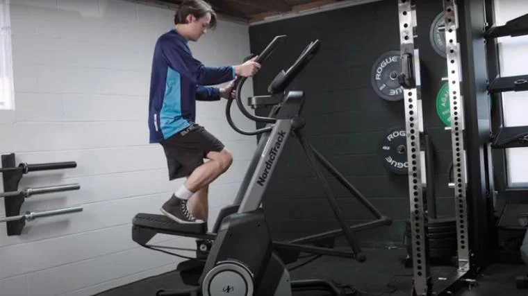 BarBend lead video reviewer Jake Herod on the NordicTrack FS10i.