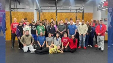 Everyone poses for this CrossFit for Change photo op