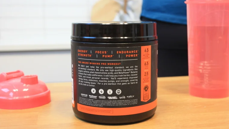 Label on the back of a tub of Kaged Muscle Pre-Workout