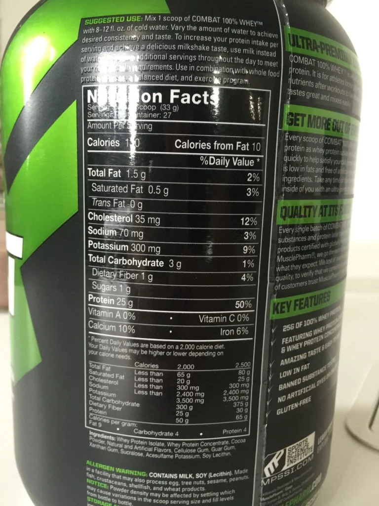 MusclePharm Combat Whey Ingredients MusclePharm Combat Whey Ingredients