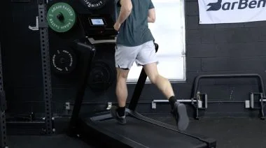 Our tester running on the NordicTrack EXP 7i treadmill.