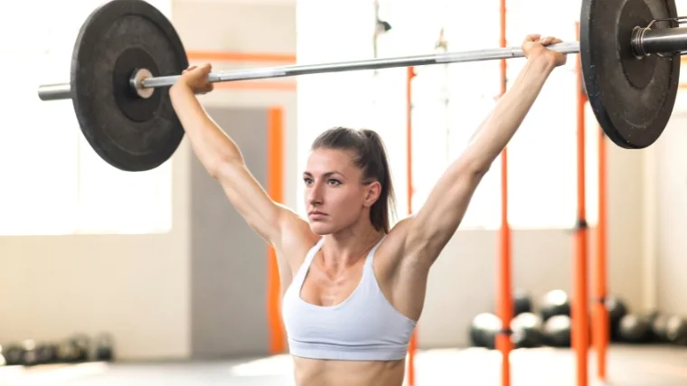 A person doing a clean and jerk.