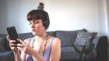 woman at home worried