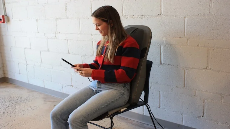 Our tester mid-session with the Homedics Shiatsu Elite II massage chair