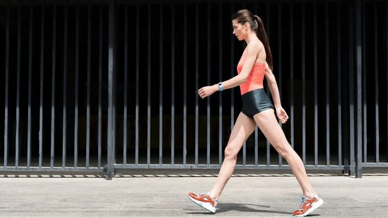 A person walking with moderate intensity.