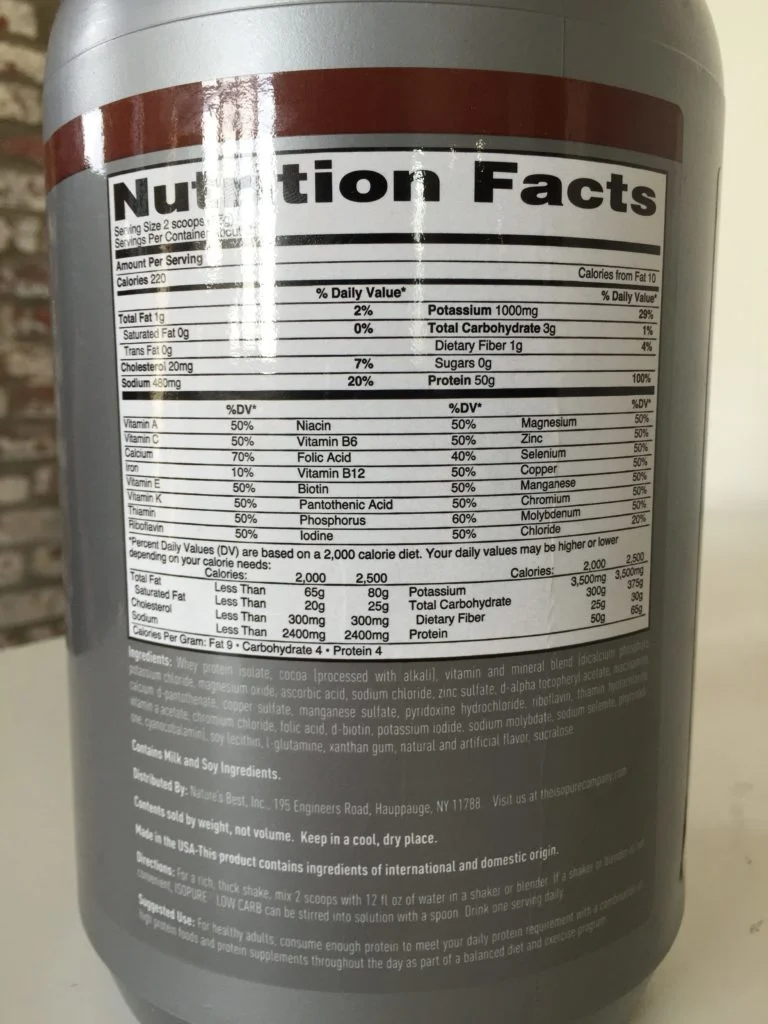 Isopure Low Carb Protein Powder Nutrition Facts