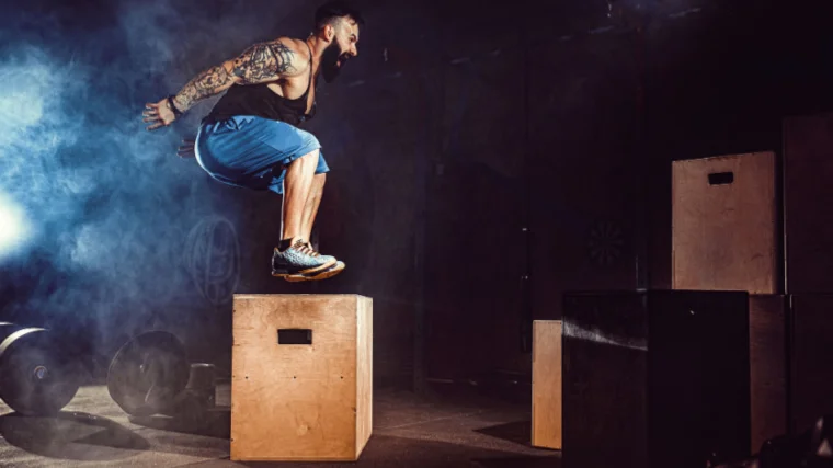 Man Jumping on Plyo Box