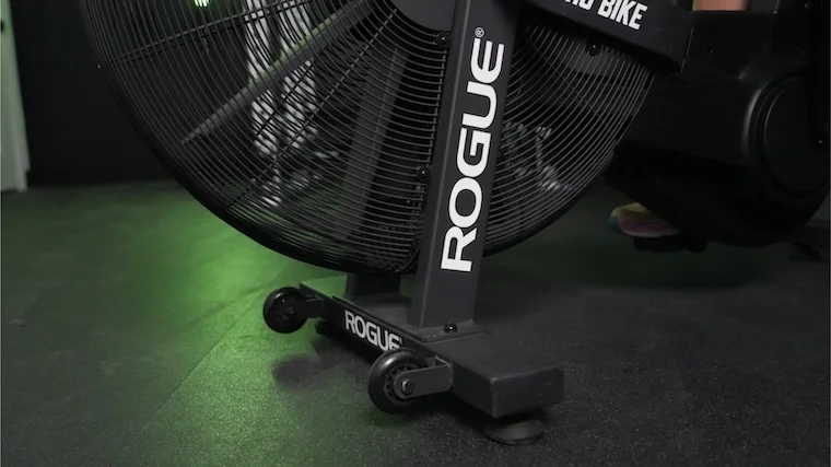 rouge-echo-air-bike-close-up-bottom-of-bike-wheels Rogue Echo Air Bike front transport wheels