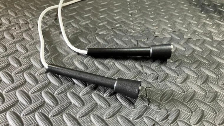 The handles on the Rogue Fitness Licorice Rope.