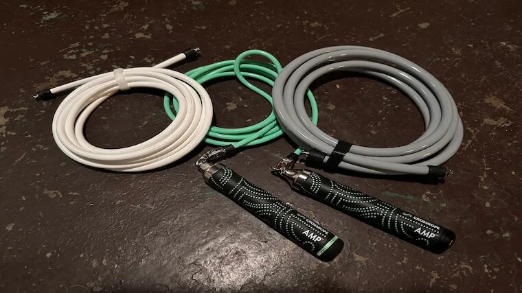 The CrossRope AMP weighted jump rope system