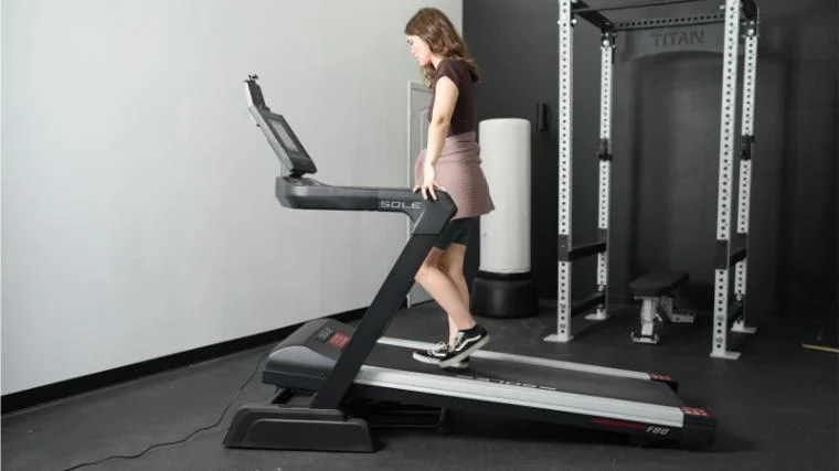 Our tester using the incline on the Sole F80.