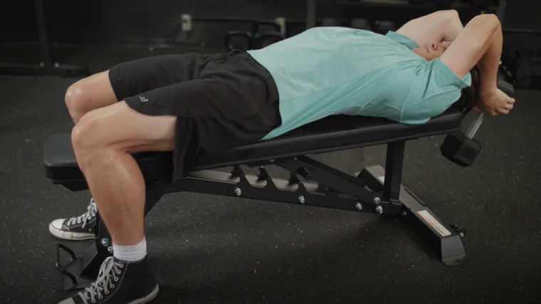 Jake Doing Skull Crushers with the Force USA Commercial FID Bench