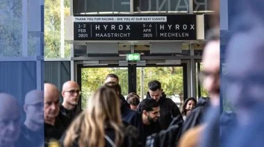 HYROX signs above a crowd