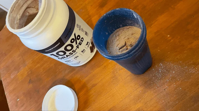 Transparent Labs Casein Protein leaves a little mess on the table