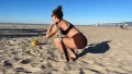 Our tester works out at the beach in preparation for the Rogue Resistance Bands Review