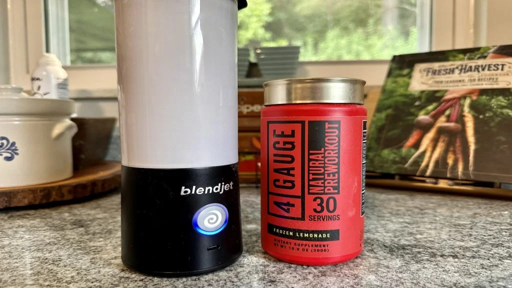 4Gauge Pre-Workout shake in a blender