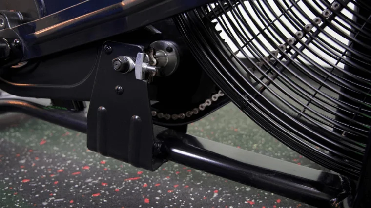 A closeup of the chain drive system featured in the Xebex AirPlus Performance Bike