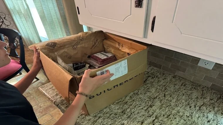 Our tester with their latest ButcherBox order