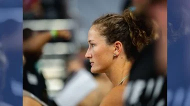 Tia-Clair Toomey-Orr's face is shown in profile