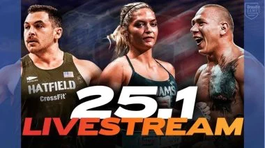 Three athletes are featured in a collage subtitled "25.1 Livestream"