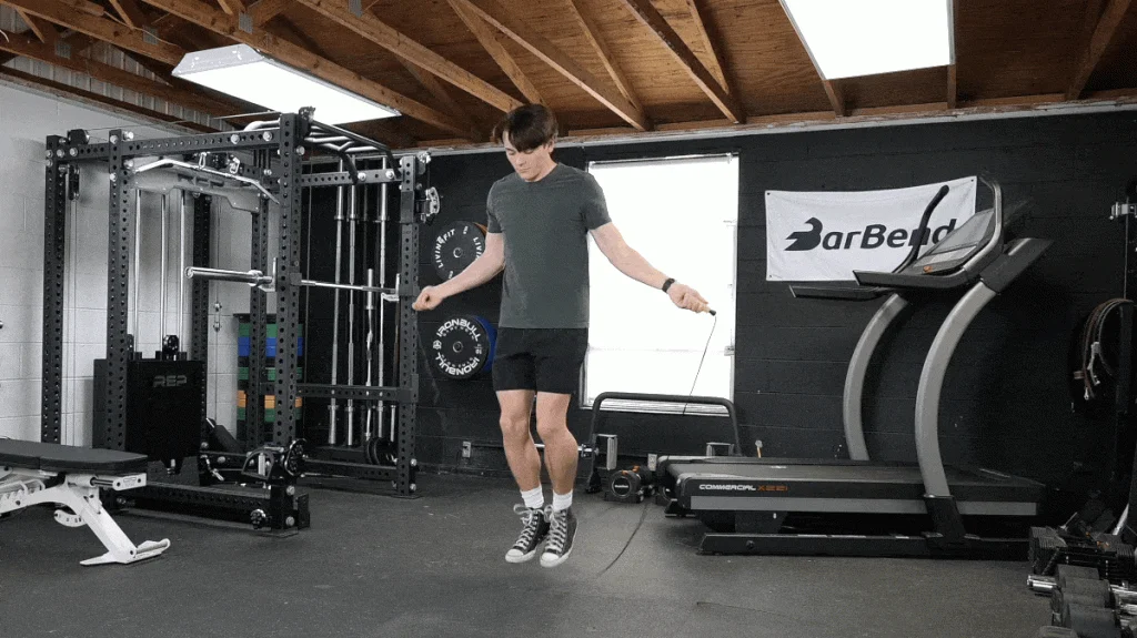 A person doing the jump rope exercise.