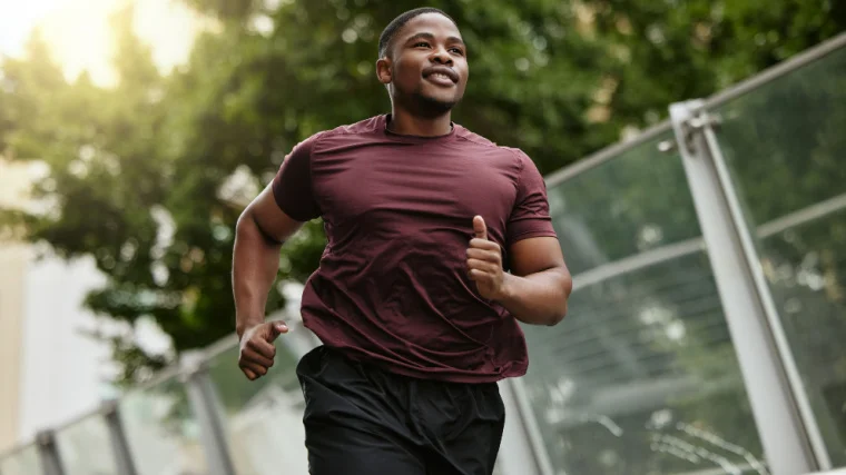 A person running outside. 