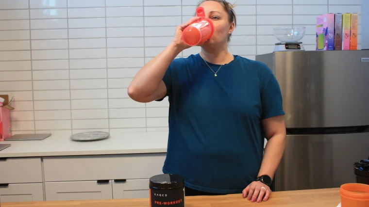 Our tester drinking Pre-Kaged