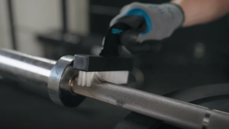 Scrubbing the Knurling on a Barbell