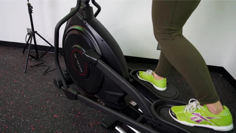 Our tester using the Sole E35 Elliptical.