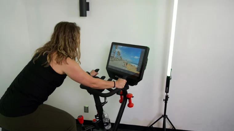 Touchscreen on the BowFlex VeloCore Bike.