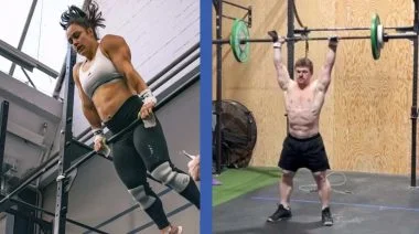 Colten Mertens and Mirjam von Rohr are shown competing in side-by-side images