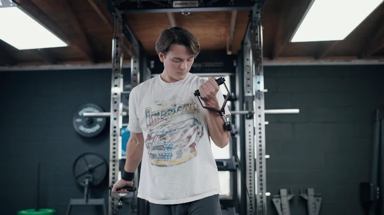 Jake Using the Cables for Bicep Curls