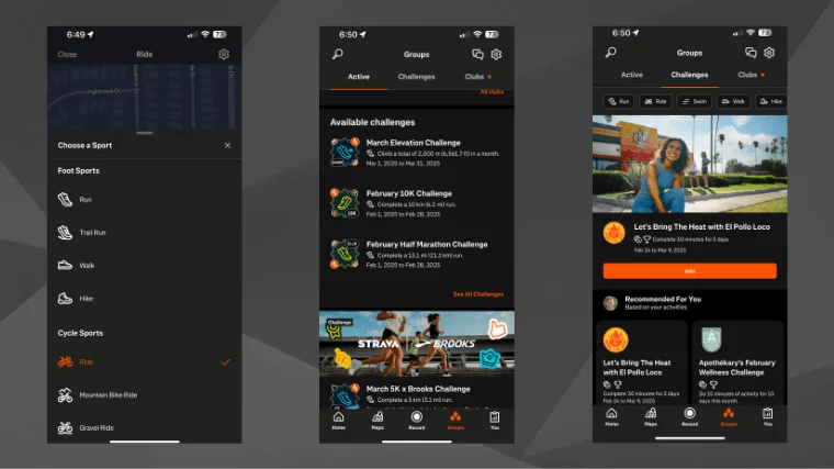 Our tester navigating through the Strava app experience
