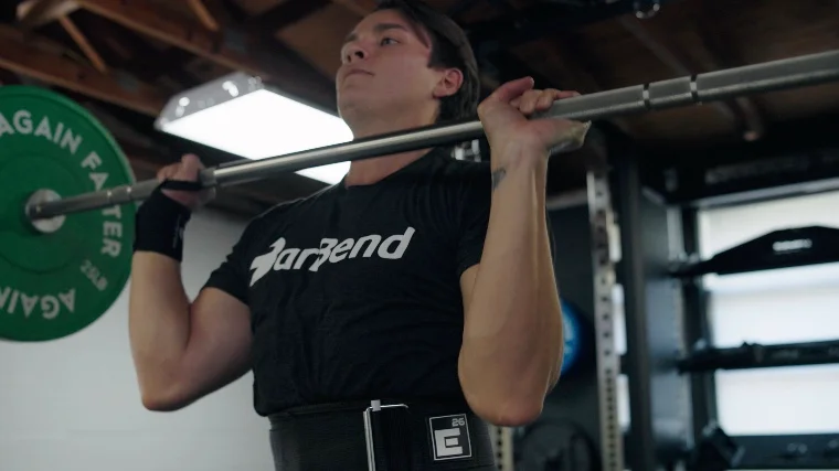 Jake Doing a Military Press with the Rogue Ohio Bar