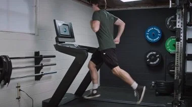 A person running on a treadmill.