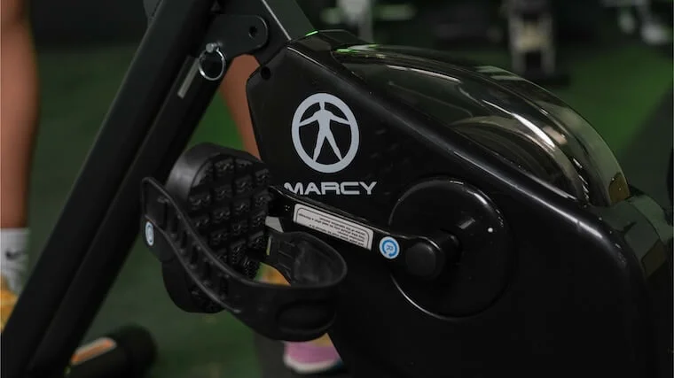 The pedal configurations on the Marcy Foldable Upright Exercise Bike