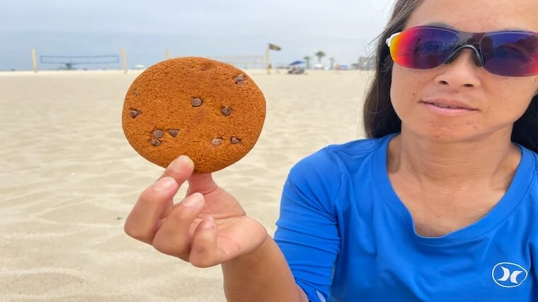 Our tester holding up a Legion Protein Cookie