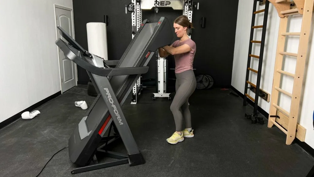 pro form 9000 folded up treadmill