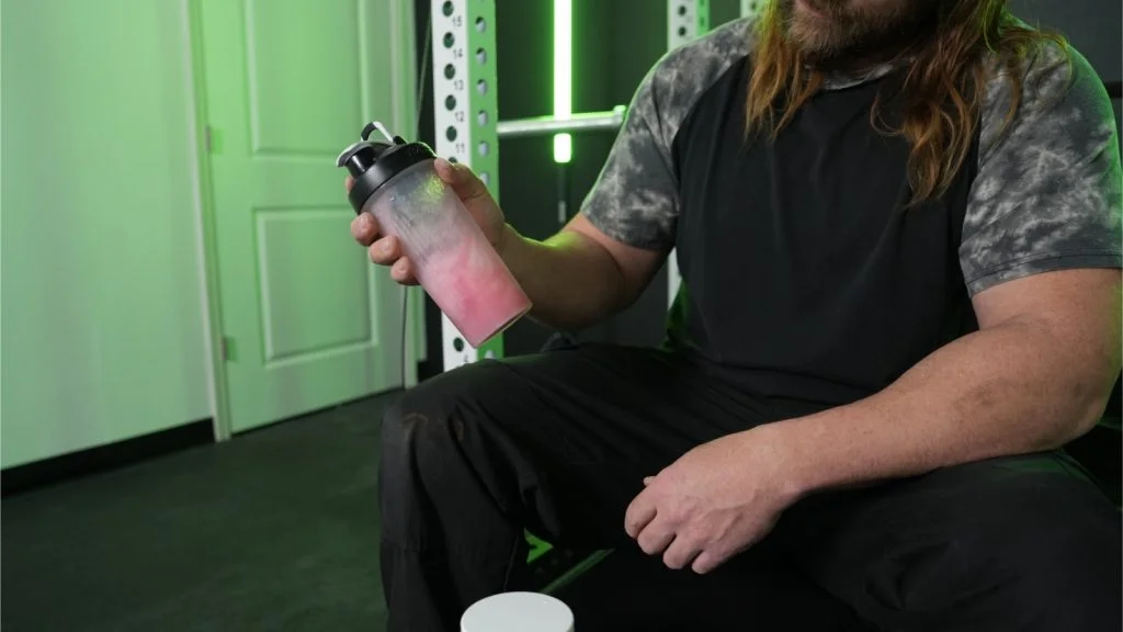 transparent labs hydrate close up shaking bottle