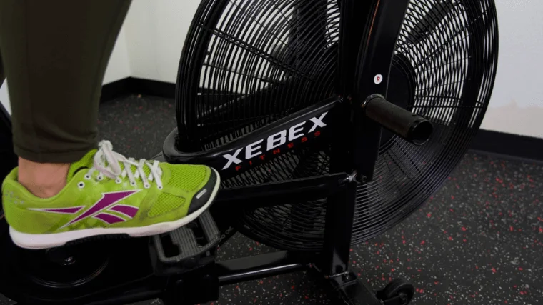 Our tester riding on the Xebex AirPlus Performance Bike