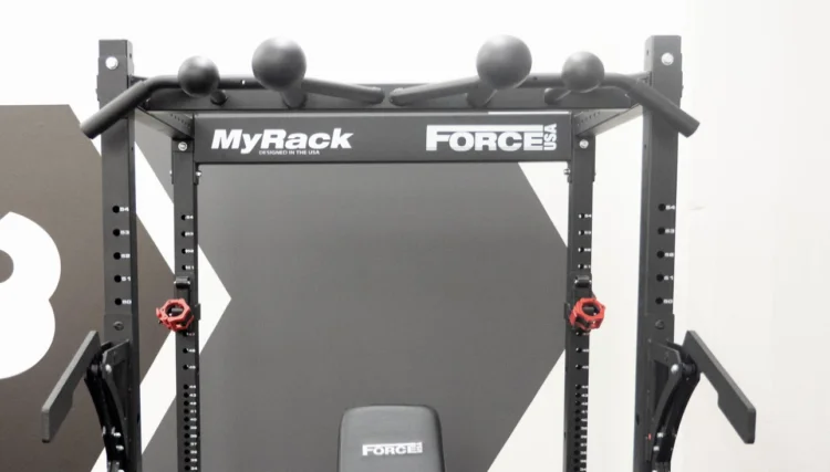 Globe grip pull-up bar on the MyRack power rack.
