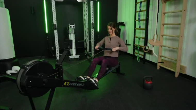 Our tester on the Concept2 RowErg.
