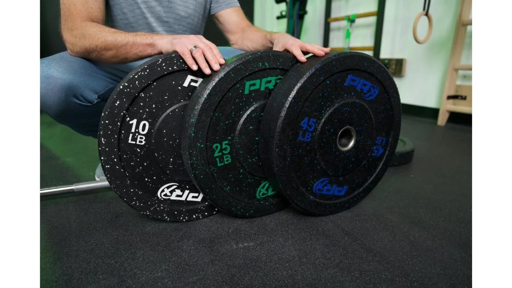 prx-crumb-bumper-plates-side-view-all-three-plates PRx Crumb Rubber bumper plate set