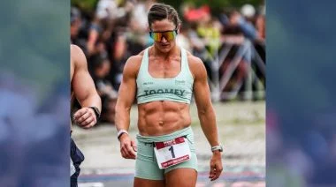 Tia-Clair Toomey-Orr struts triumphantly at the CrossFit Games