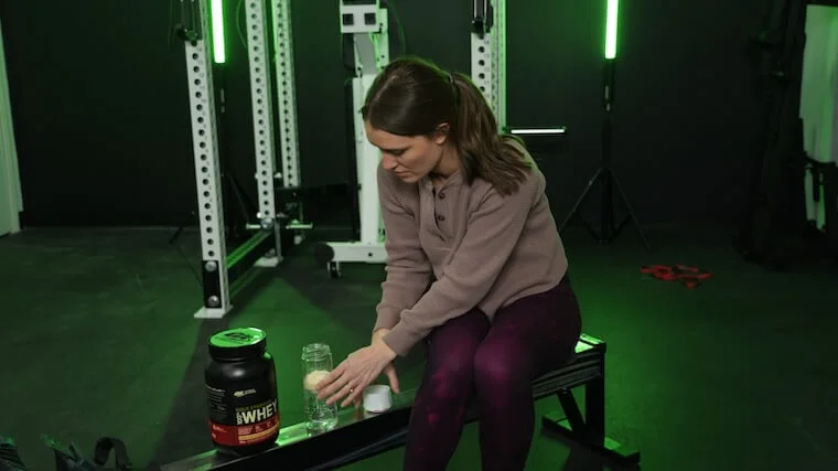 Our tester mixing a shake of Optimum Nutrition Gold Standard Whey Protein