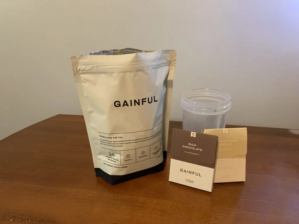gainful protein powder full view bag open