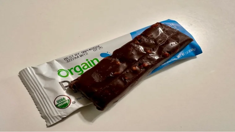 Orgain Organic Vegan Protein Bar unwrapped