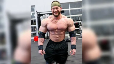 Shirtless bodybuilder Hunter Labrada