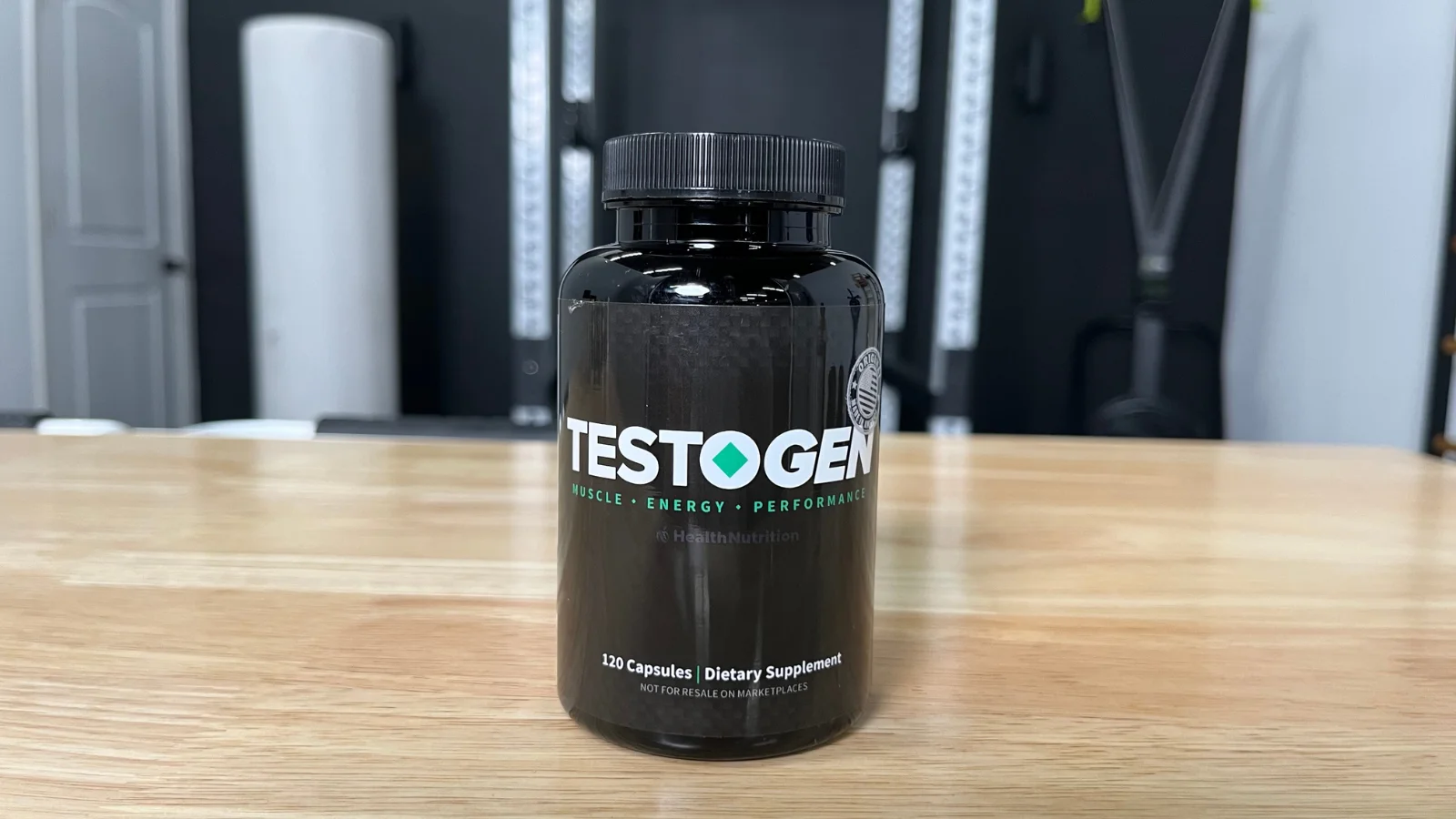 Testogen testosterone booster in BarBend testing gym.